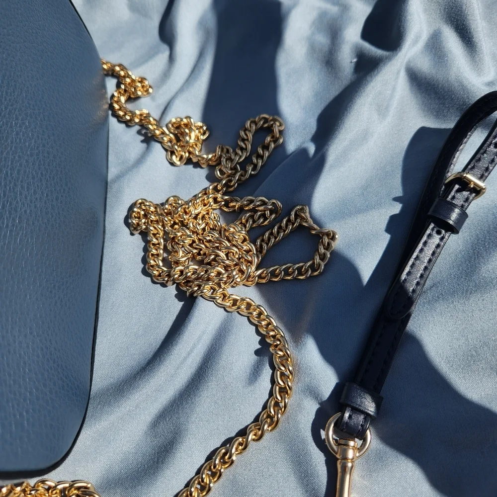Coach Kleo Navy Leather and Suede Crossbody Bag